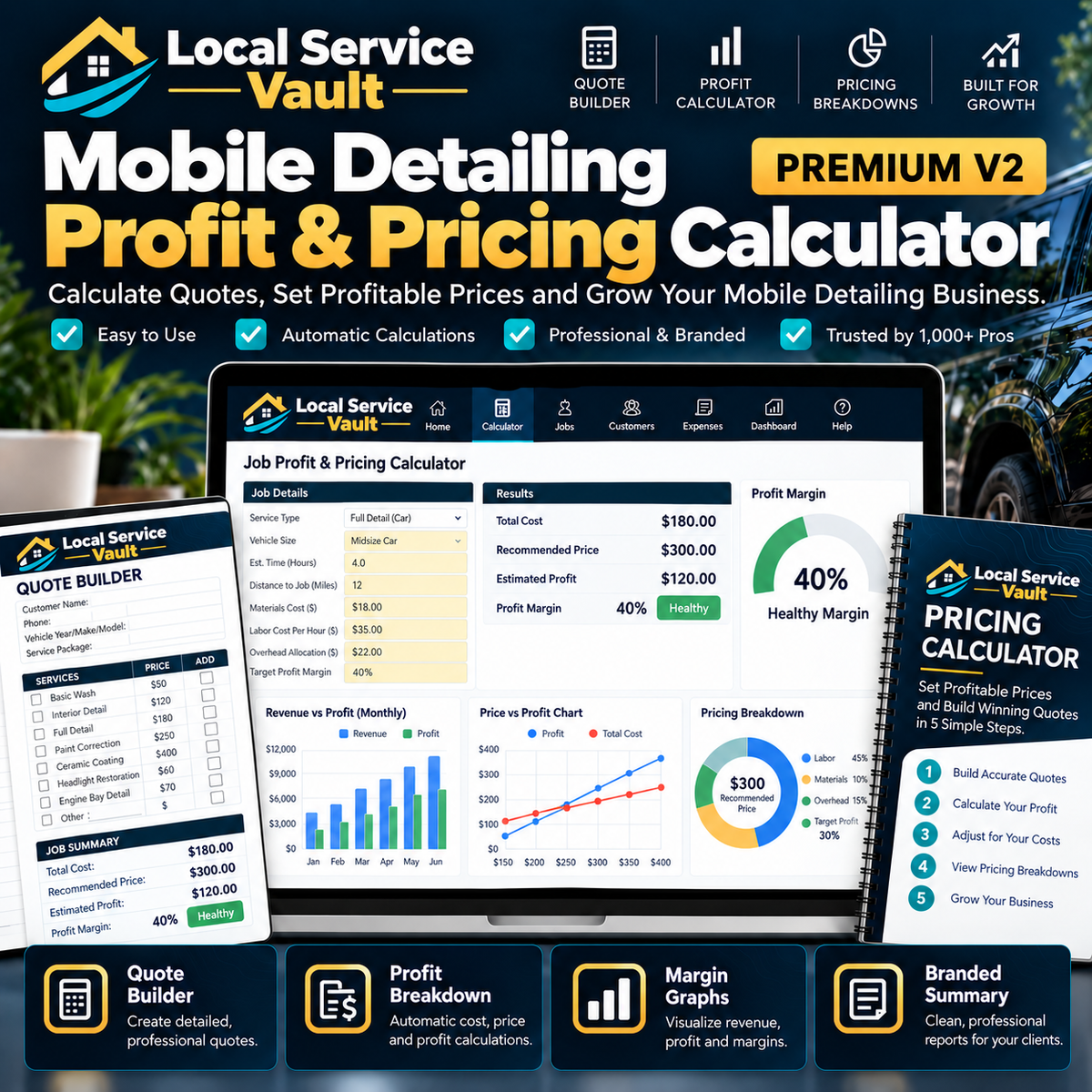 Local Service Vault Mobile Detailing Profit and Pricing Calculator