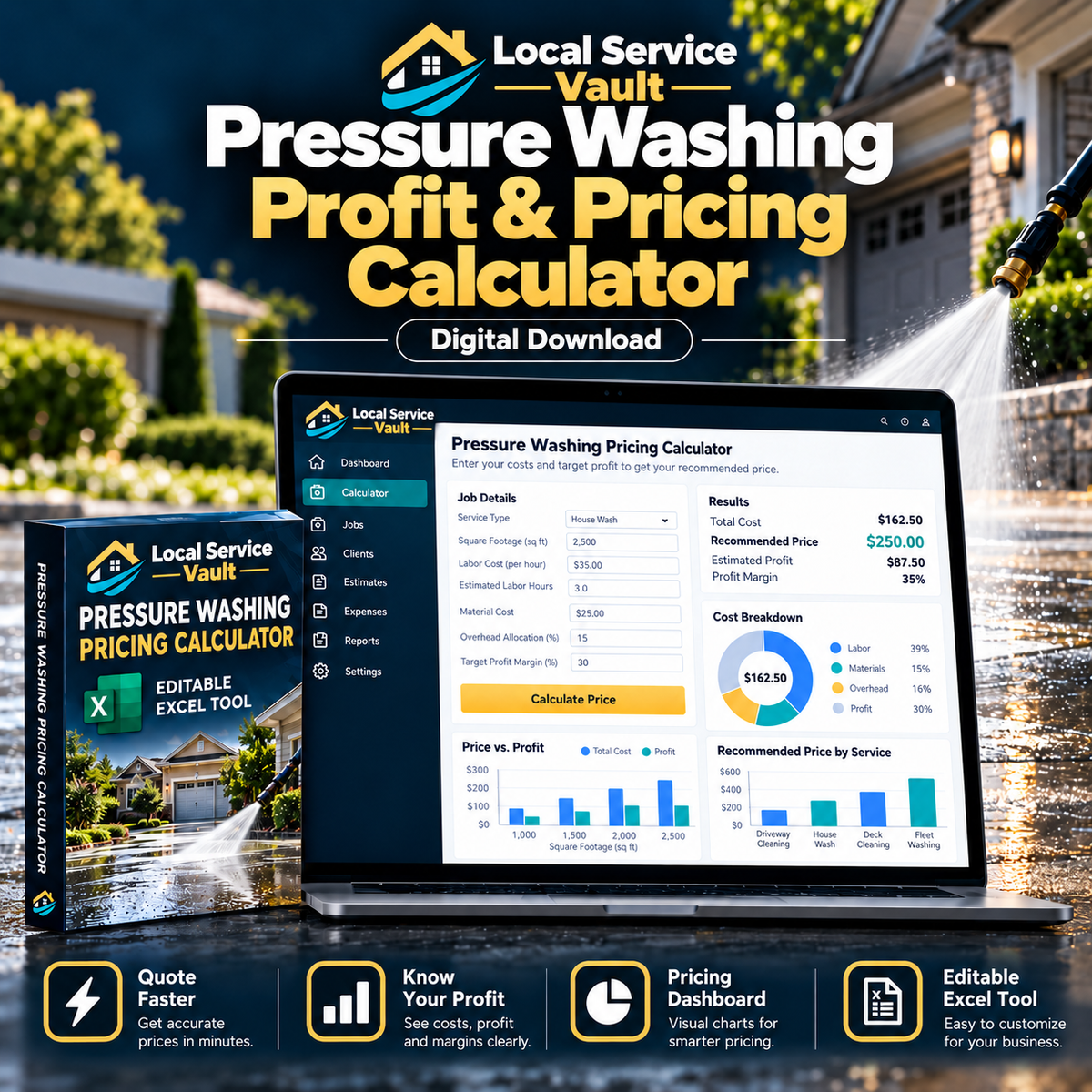 Local Service Vault Pressure Washing Profit and Pricing Calculator